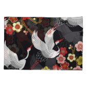 Housse D'oreillers Oiseaux volants : Heron de grue japonais. (Dos)