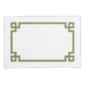 Housse D'oreillers Olive Green Clé grecque (devant-Droit)