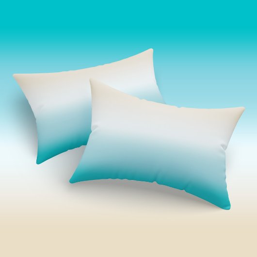 Housse D'oreillers Ombre Beach Sand Blanc Turquoise Gradient