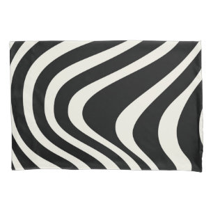 Housse D'oreillers Ondes de style rétro noir et blanc
