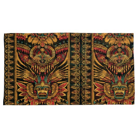 Housse D'oreillers Opulente Turquoise "Aztec Dream" Luxueux King Pill (devant-Droit)