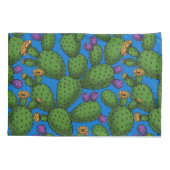 Housse D'oreillers Opuntie de floraison en bleu (Dos-gauche)