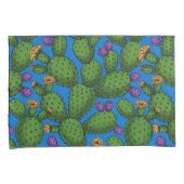 Housse D'oreillers Opuntie de floraison en bleu (devant-Droit)