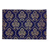 Housse D'oreillers Or & bleu : Damas de luxe (Dos)