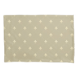 Housse D'oreillers Or Fleur de Lis Latte Brown