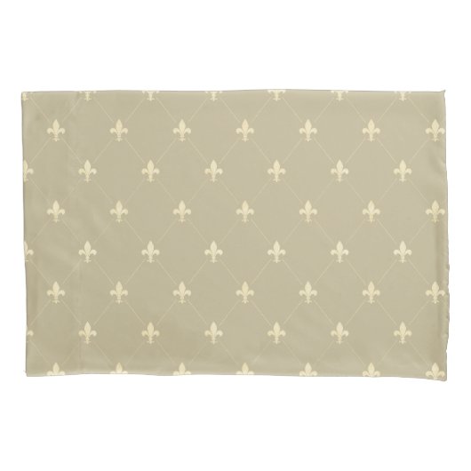 Housse D'oreillers Or Fleur de Lis Latte Brown (devant-gauche)