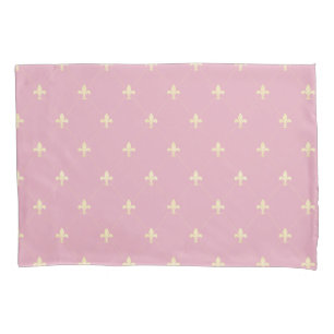 Housse D'oreillers Or Fleur de Lis Rose
