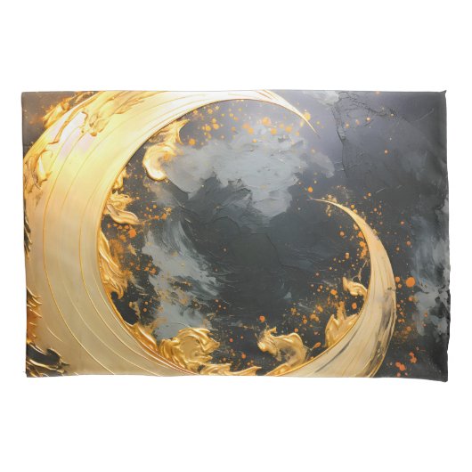 Housse D'oreillers Or noir Abstrait Tourbillon Lune Moderne (devant)