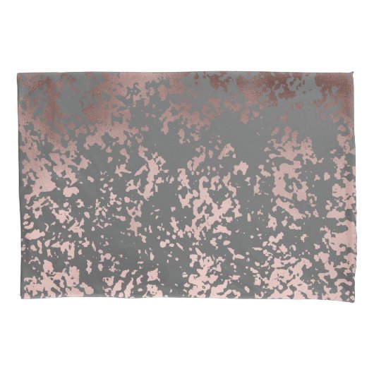 Housse D'oreillers or rose de faux élégant et traçages gris (devant)