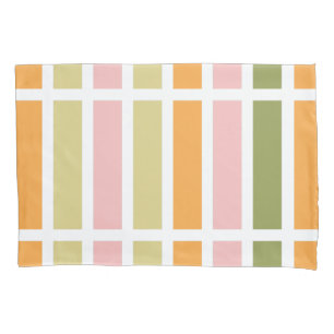 Housse D'oreillers Or rose orange et rayures vertes