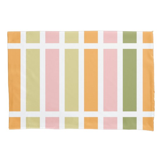 Housse D'oreillers Or rose orange et rayures vertes (devant)