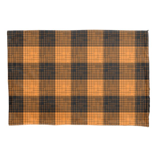 Housse D'oreillers  Orange Black Crosshatch Buffalo Check (devant)
