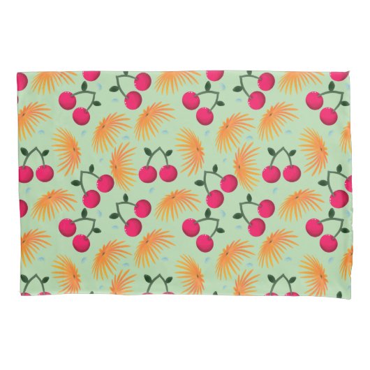 Housse D'oreillers Orange Floral Cherry Pattern | Cute Girly Fruit   (devant)