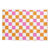Housse D'oreillers Orange White Pink Checkered Pattern Design  (Dos)