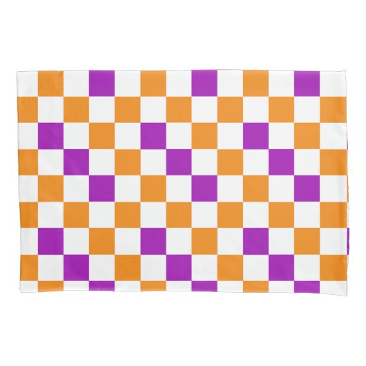 Housse D'oreillers Orange White Purple Checkered Pattern Design  (devant)