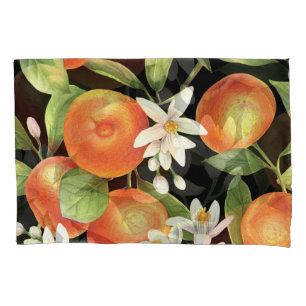 Housse D'oreillers Oranges dessinées à la main : Illustration Florale