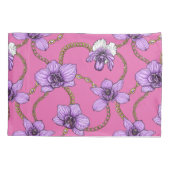 Housse D'oreillers Orchidées et chaînes, violet et rose (Dos-gauche)