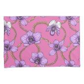 Housse D'oreillers Orchidées et chaînes, violet et rose (devant-Droit)