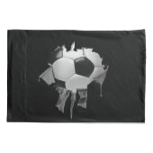 Housse D'oreillers Oreiller noir de soccer déchiré (Dos)