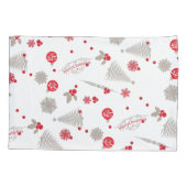 Housse D'oreillers Oreiller simple de Noël rouge et argent (Dos)