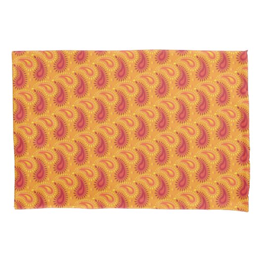 Housse D'oreillers Oriental Orange Perse Motif Paisley (devant)