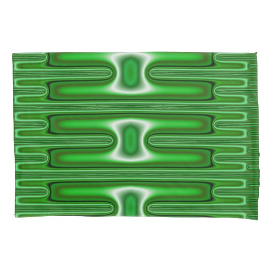 Housse D'oreillers ~ Original Fractal ~ Blanc Vert Noir ~ (devant)
