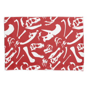 Housse D'oreillers Os Dinosaures (Rouge)