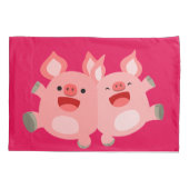 Housse D'oreillers OUI ! ! Porcs de caricature mignons (Dos)
