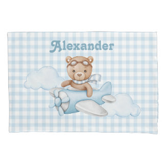 Housse D'oreillers Ours bleu Teddy dans l'avion