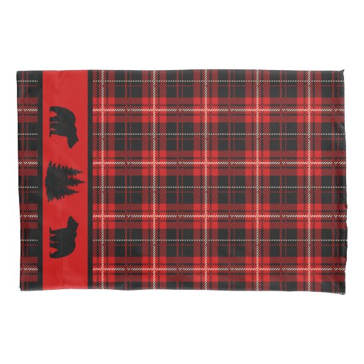 Housse D'oreillers Ours Noir Rouge Plaid Russe Cabine (devant)