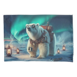 Housse D'oreillers Ours polaire vapeur et Aurora Art