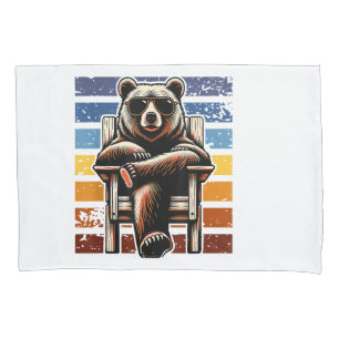 Housse D'oreillers Ours Rétro Cool en Lunettes de Soleil 70s 80s 90s