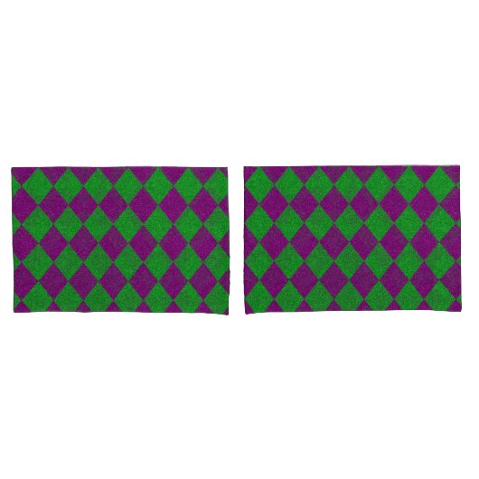 Housse D'oreillers Paillettes de diamant violet et vert (devant-Set)