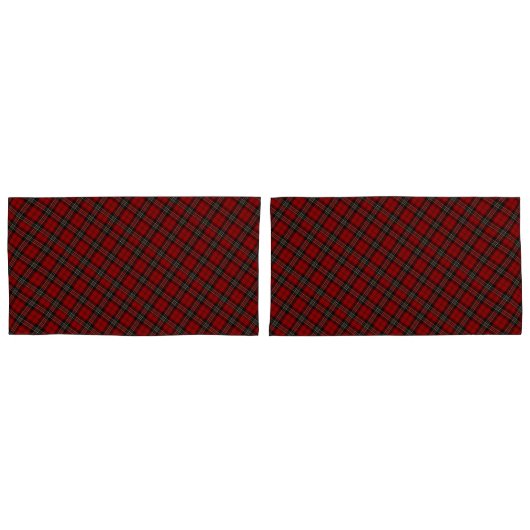 Housse D'oreillers Paire De Couvercles De Pillowcase - Tartan Rouge (devant-Set)
