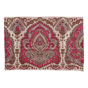 Housse D'oreillers Paisley floral indien, motif de mandala ethnique.