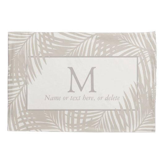 Housse D'oreillers Palm Tropical moderne Feuille Motif Monogramme (Dos)