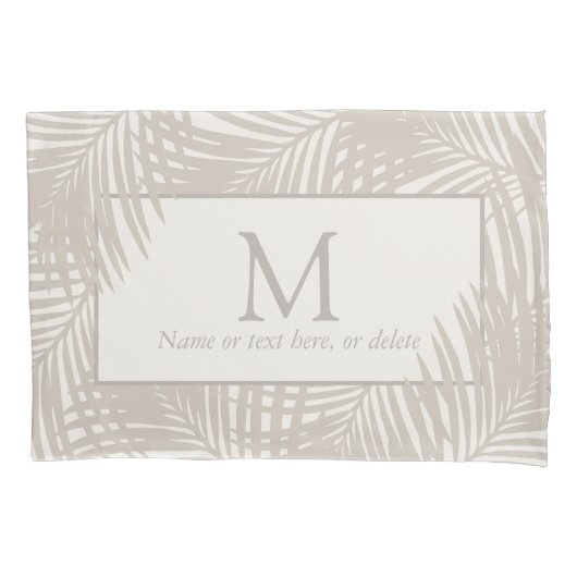 Housse D'oreillers Palm Tropical moderne Feuille Motif Monogramme (devant)