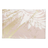 Housse D'oreillers Palmier rose rose or feuille blanc (Dos)