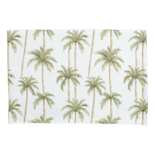 Housse D'oreillers Palmiers blancs verts tropicaux (devant-gauche)