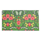 Housse D'oreillers Pansies rouges, oiseaux et papillons (Dos-gauche)