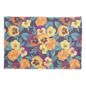 Housse D'oreillers Pansies sur violet de prune (Dos-gauche)