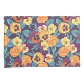 Housse D'oreillers Pansies sur violet de prune (devant-Droit)