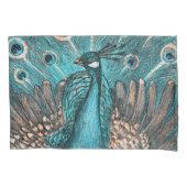 Housse D'oreillers paon bleu (devant)