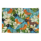 Housse D'oreillers papaye tropicale et motif d'oiseaux. (Dos)