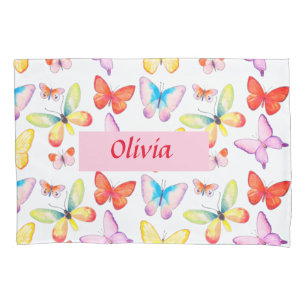 Housse D'oreillers Papillon aquarelle coloré personnalisé