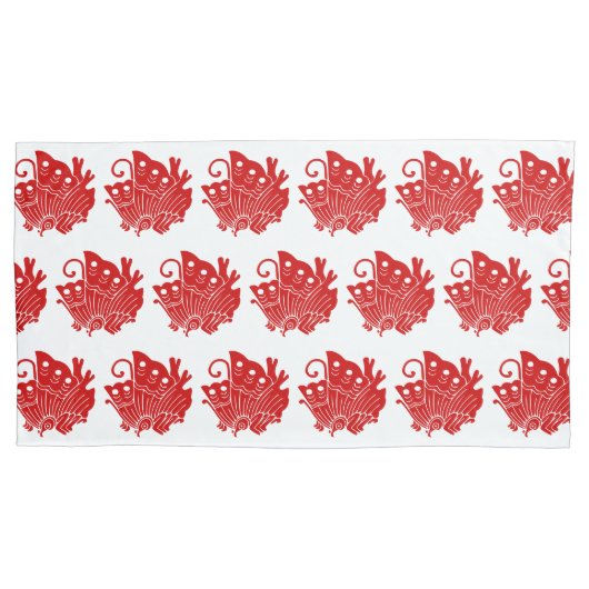 Housse D'oreillers Papillon asiatique Japonais Conception Kamon (devant-gauche)