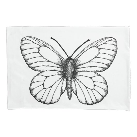 Housse D'oreillers Papillon blanc à veine noire (devant)