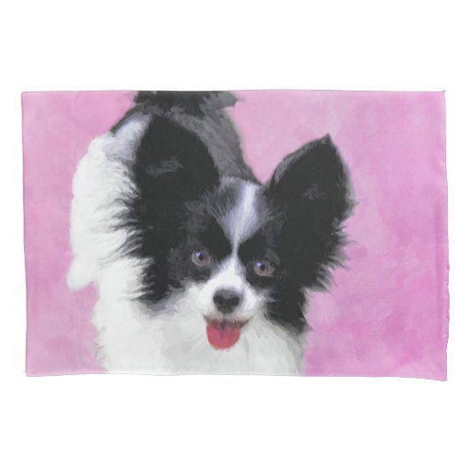 Housse D'oreillers Papillon (blanc et noir) Peinture - Dog Art (devant)