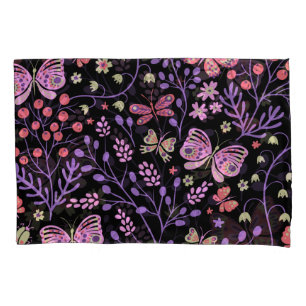 Housse D'oreillers Papillon coloré et Fleurs Rose mignon