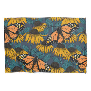 Housse D'oreillers Papillon monarque sur confluents jaunes